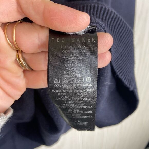 Ted Baker Men's Crew Neck Striped Stretch Knit Pullover Jumper Sweater Size 6 - Picture 5 of 8